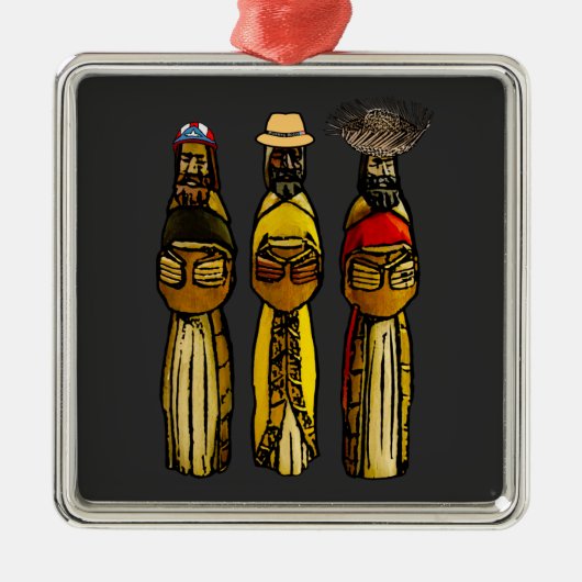 Puerto Rican Three Wise Mannen Metalen Ornament (Voorkant)