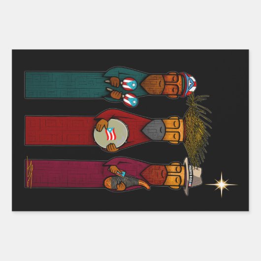 Puerto Rican Three Wise Men – Parranda Inpakpapier Vel (Voorkant)