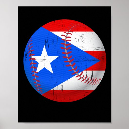Puerto Rico Baseball Flag T-Shirt Poster (Voorkant)
