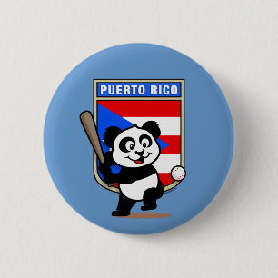 Puerto Rico Baseball Panda Ronde Button 5,7 Cm