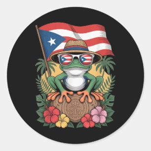 Puerto Rico Boricua Coqui Kikker Taino Zon Puerto Ronde Sticker