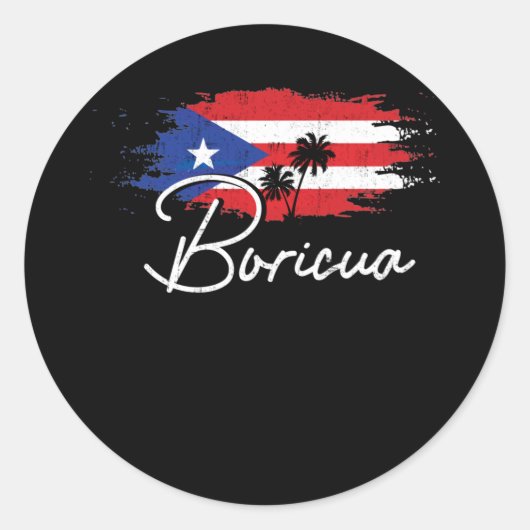 Puerto Rico Boricua Puerto Rican Flag Pride Ronde Sticker (Voorkant)
