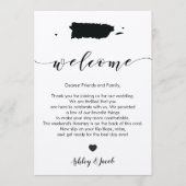 Puerto Rico bruiloft welkomstbrief en reisschema Programma (Voorkant)