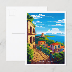 Puerto Rico Caribbean Reizen Illustratie Briefkaart