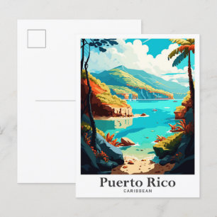 Puerto Rico Caribbean Vintage Travel Illustratie Briefkaart