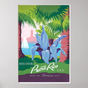 Puerto Rico Caribisch eiland Verenigde Staten Vint Poster