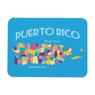 Puerto Rico Colorful Map Magneet