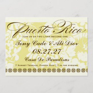 PUERTO RICO Destination Tropical Floral Linen Kaart