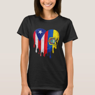 Puerto Rico Ecuador Vlag Hart Burger Gekweekt Patr T-shirt