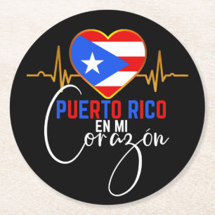 Puerto Rico en mi Corazon Puerto Rican Pride Ronde Kartonnen Onderzetter