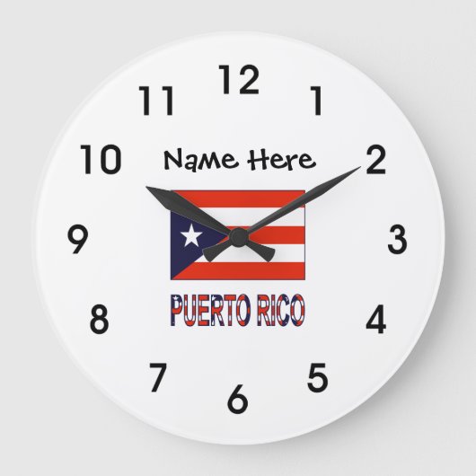 Puerto Rico en Puerto Ricaanse vlag met Jouw naam Grote Klok (Voorkant)