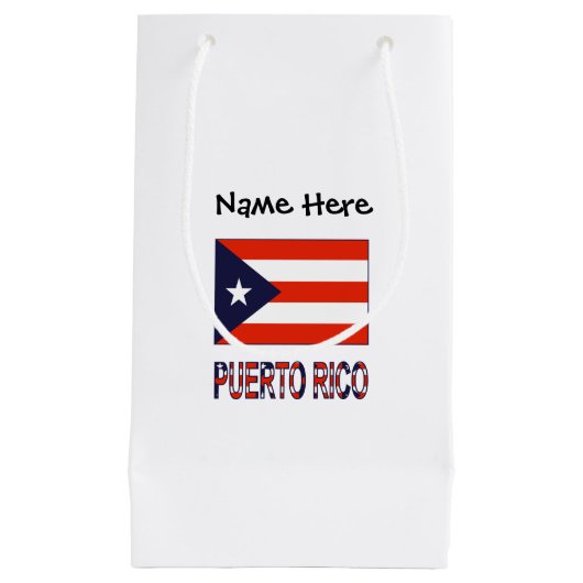 Puerto Rico en Puerto Ricaanse vlag met Jouw naam Klein Cadeauzakje (Voorkant)