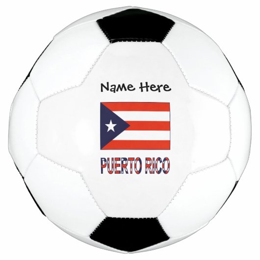 Puerto Rico en Puerto Ricaanse vlag met Jouw naam  Voetbal (Voorkant)