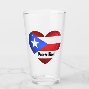 Puerto Rico Flag Heart Cutout Glas