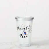 Puerto Rico Flag Heart Script, Puerto Ricaanse vla Acryl Drinkbeker (Achterkant)