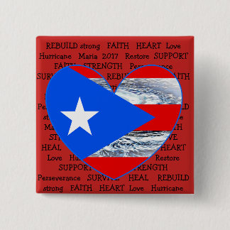 Puerto Rico Flag Hurricane Maria 2017 Button