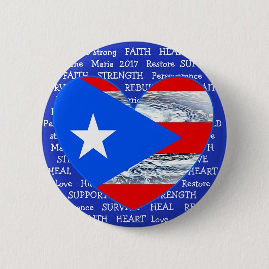 Puerto Rico Flag Hurricane Maria 2017 Button (Voorkant)