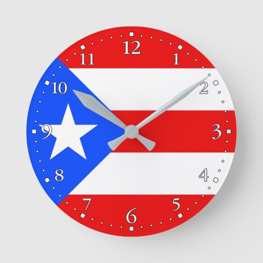 Puerto Rico Flag Ronde Klok (Voorkant)