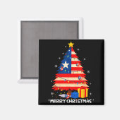 Puerto Rico Flag Tree Lights Christmas Pajamas -co Magneet (Voorkant / Achterkant)