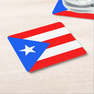 Puerto Rico Flag Vierkante Kartonnen Onderzetter