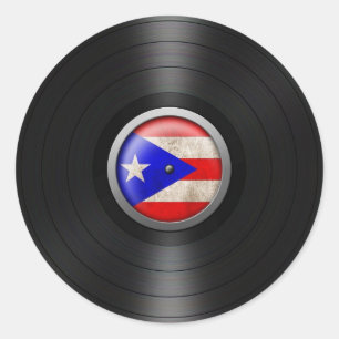 Puerto Rico Flag Vinyl Record Album Graphic Ronde Sticker