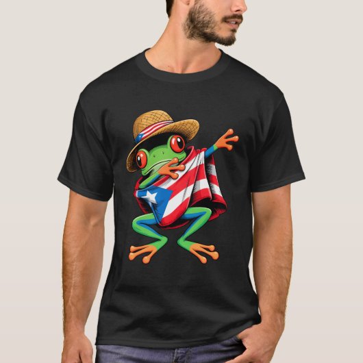 Puerto Rico Frog Coqui Dabbing Poncho Puerto Rican T-shirt (Voorkant)