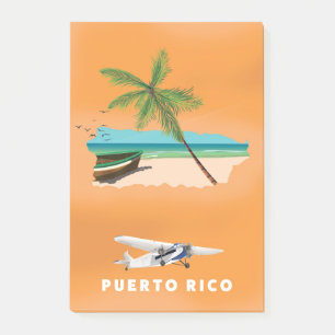 Puerto Rico geïllustreerde kaart reisposter. Post-it® Notes