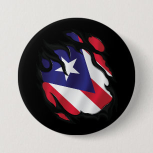 Puerto Rico gescheurde vlag Ronde Button 7,6 Cm