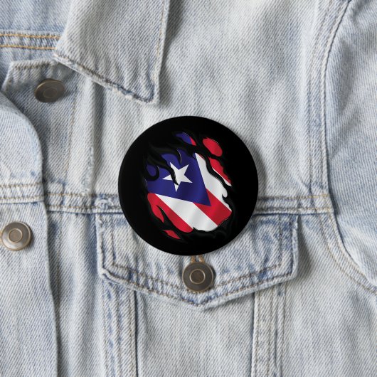 Puerto Rico gescheurde vlag Ronde Button 7,6 Cm (In situ)
