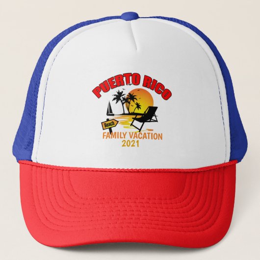 Puerto Rico Group Matching Summer Vaction Custom Trucker Pet (Voorkant)