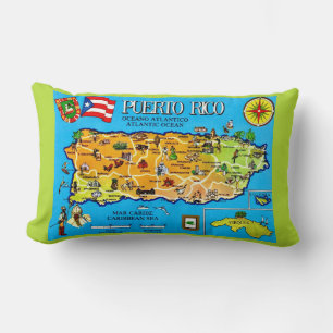 Puerto Rico helderblauwe landkaart werp kussen