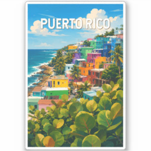 Puerto Rico Illustratie Reis Kunst Vintage Sticker