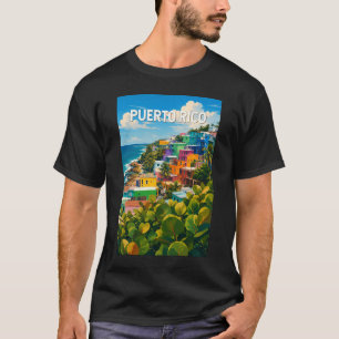 Puerto Rico Illustratie Reis Kunst Vintage T-shirt