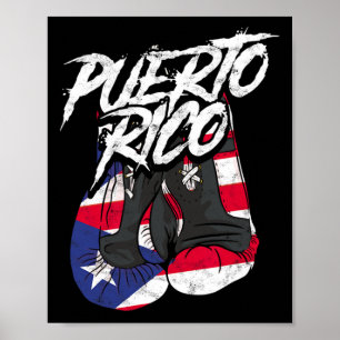 Puerto Rico in bokshandschoenen - Hispanic Boxing Poster