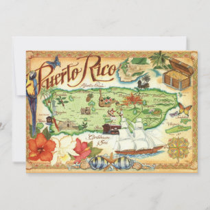 Puerto Rico Kaart 5x7 Grote Postkaart