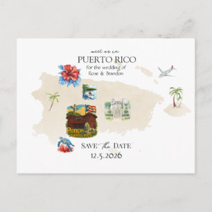 Puerto Rico Kaart Bestemming Huwelijk Save the Dat