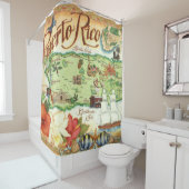 Puerto Rico Kaart Douchegordijn (In situ)