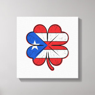 Puerto Rico klaver vlag vintage gravure vector D Canvas Afdruk