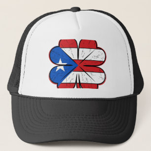 Puerto Rico klaver vlag vintage gravure vector D Trucker Pet