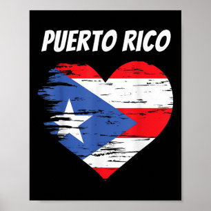 Puerto Rico Liefde Hart Vlag Gift Puerto Ricaanse Poster