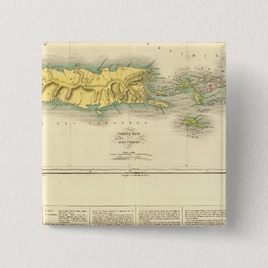 Puerto Rico, Maagdeneilanden Vierkante Button 5,1 Cm (Voorkant)