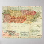 Puerto Rico Map, 1898 Poster (Voorkant)