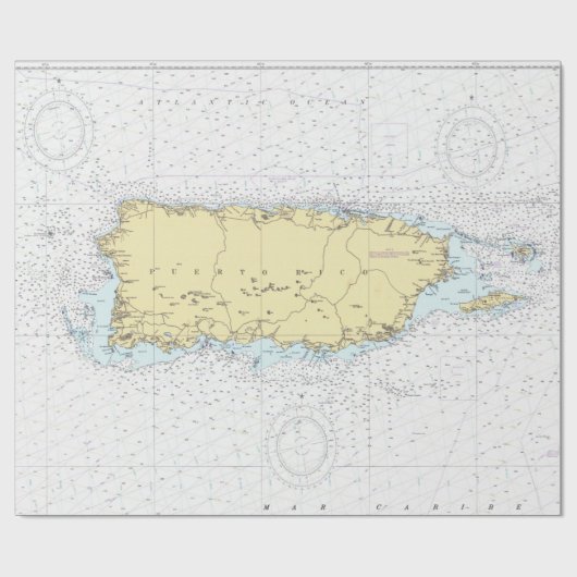 Puerto Rico Map (1981) Island of Enchantment Chart Cadeaupapier (Vlak)