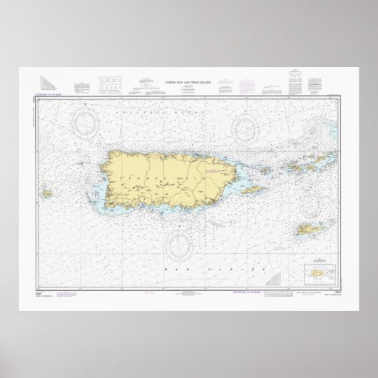 Puerto Rico Map (1981) Island of Enchantment Chart Poster (Voorkant)