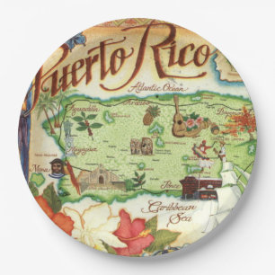 Puerto Rico Map Papieren Bordje