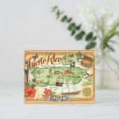 Puerto Rico Map Postcard Briefkaart (Staand voorkant)