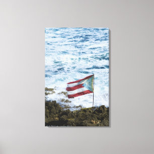 Puerto Rico, Old San Juan, vlag van Puerto-rijst Canvas Afdruk