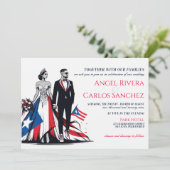 Puerto Rico paar bruiloft uitnodiging (Staand voorkant)