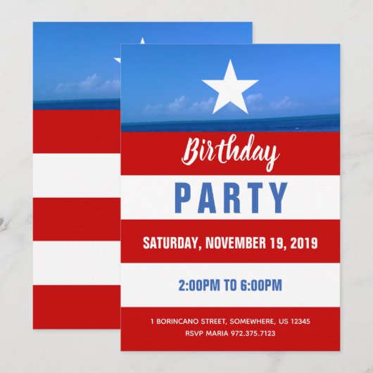 Puerto Rico Party Kaart (Voorkant / Achterkant)