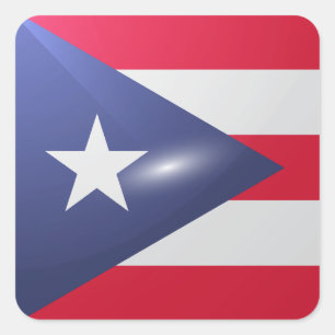 Puerto Rico plein glossy vlag Vierkante Sticker